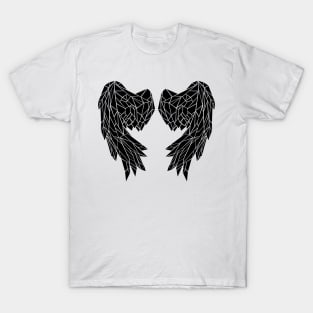 Black Polygonal Folded Wings T-Shirt